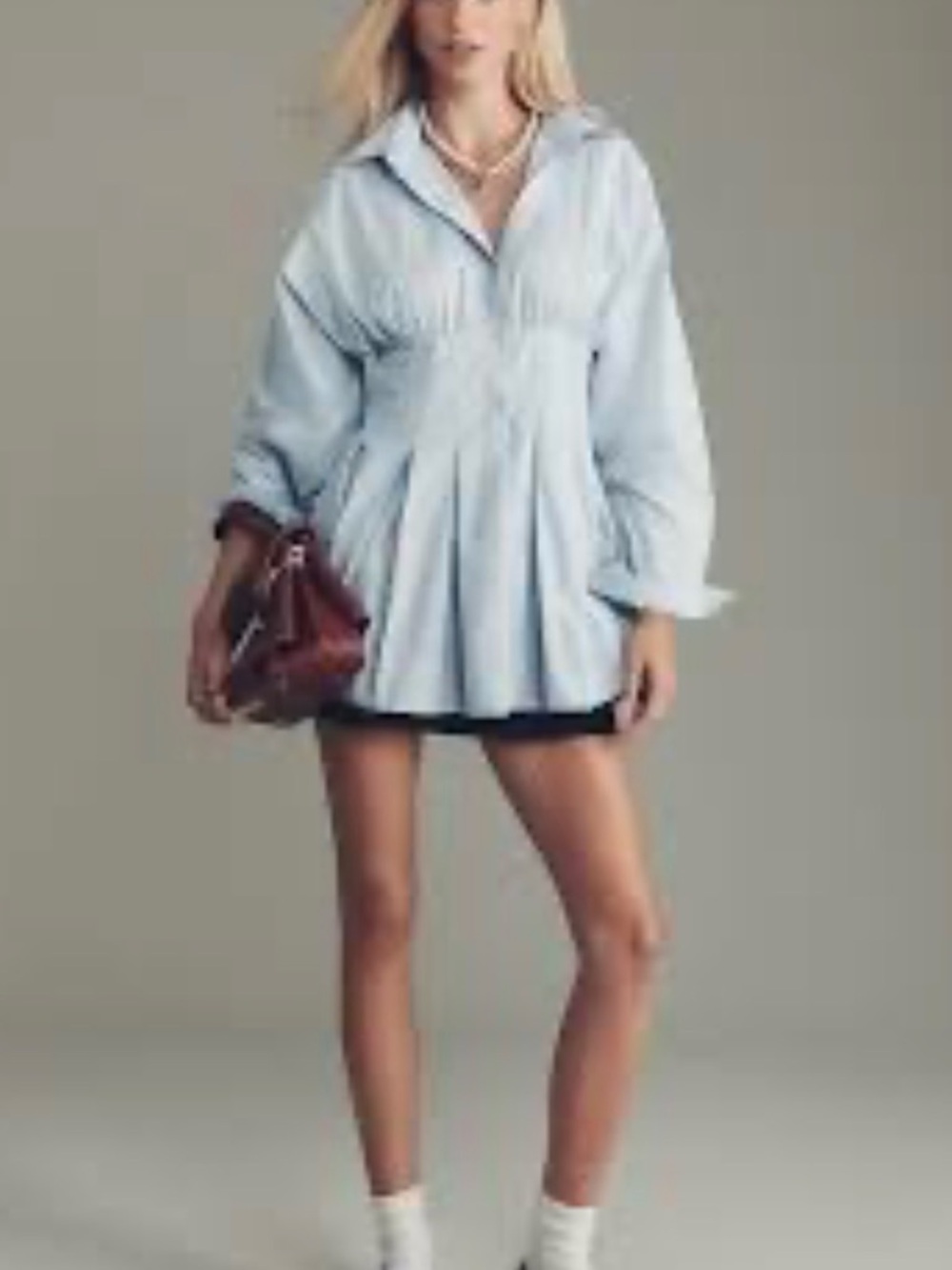 Maeve Soft Light Blue Button-Front Shirt size XS NWT